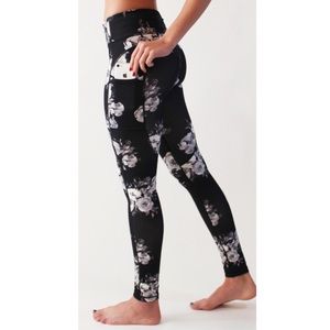 Black floral workout pants